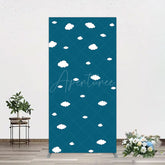 Aperturee - Aperturee Cartoon Blue Sky White Clouds Birthday Rectangle Backdrop
